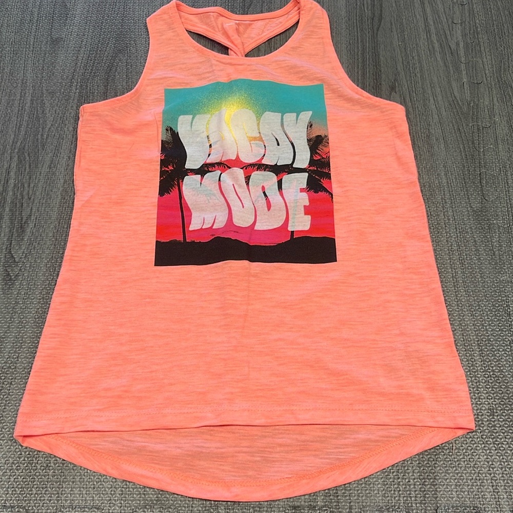 Old Navy Orange Vacay Mode Twist Racerback Tank - Girls Size M (8)